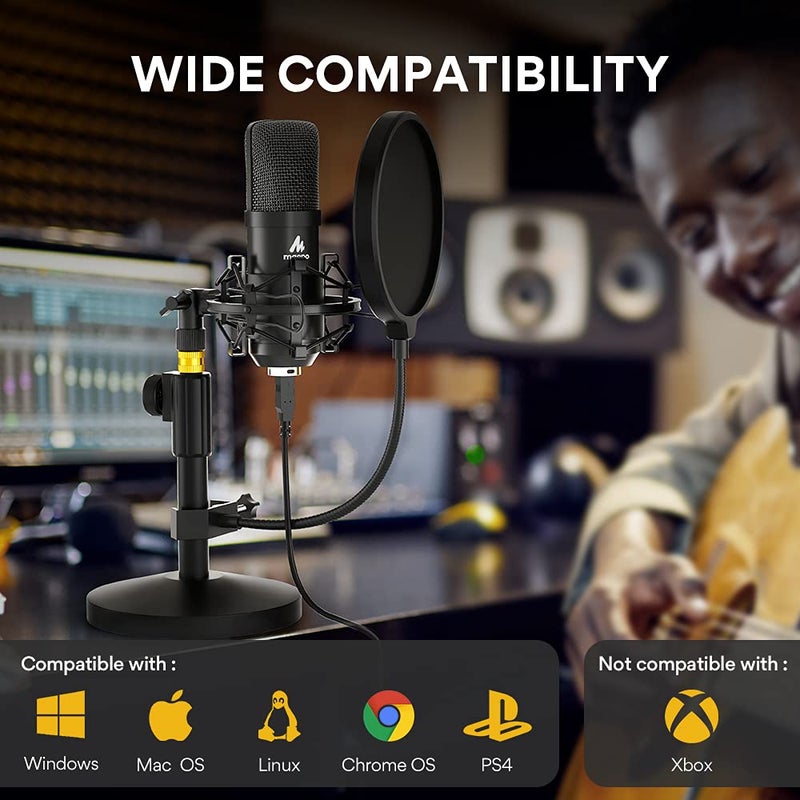 MAONO USB Microphone Kit 192KHZ/24BIT AU-A04T PC Condenser Podcast Streaming Cardioid Mic Plug & Play for Computer, YouTube, Gaming Recording - Image 5